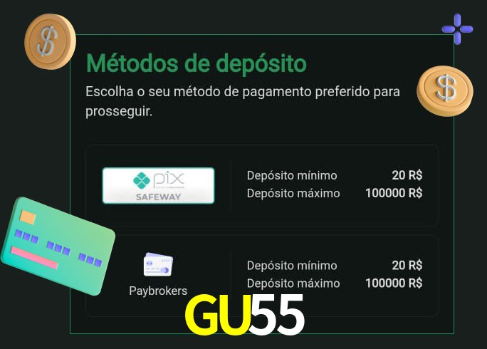 O cassino GU55 oferece uma grande variedade de métodos de pagamento